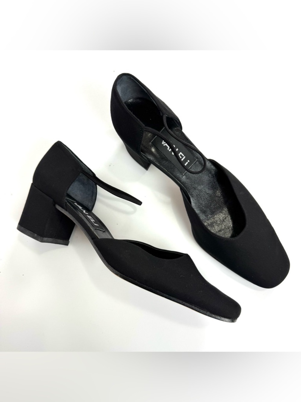 vintage 90s Y2K VAN ELI Block heel Heels shoes black ankle strap sandals Sz 6.5